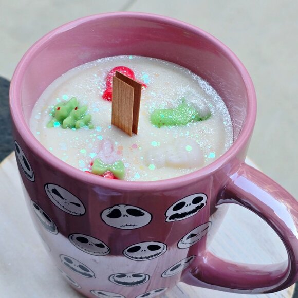 Holiday Candle ✦ Apple Cinnamon ✦ Soy Wax in Oversized Jack Skellington Mug NWT - Picture 1 of 6